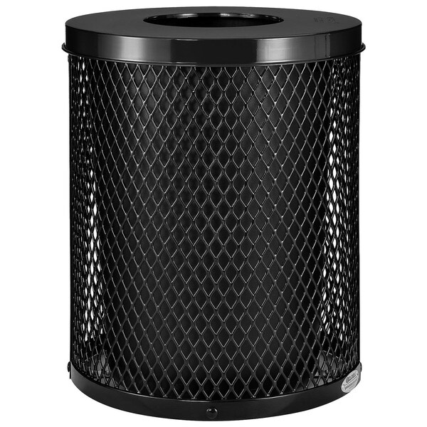 Global Industrial Round Diamond Trash Can, Black, Steel - 261924BK