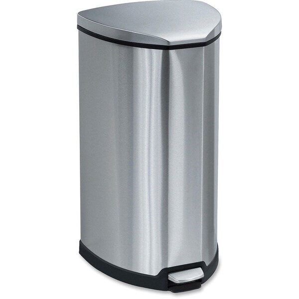 Safco 10 gal Hands-free Step-on Stainless Receptacle, Stainless Steel, Stainless Steel - SAF9687SS