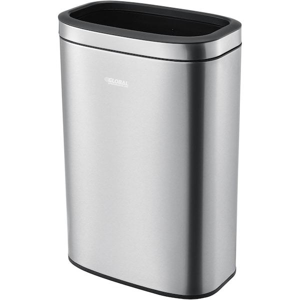 Global Industrial Rectangle Metal Trash Can, Silver, Stainless Steel - 641443SS