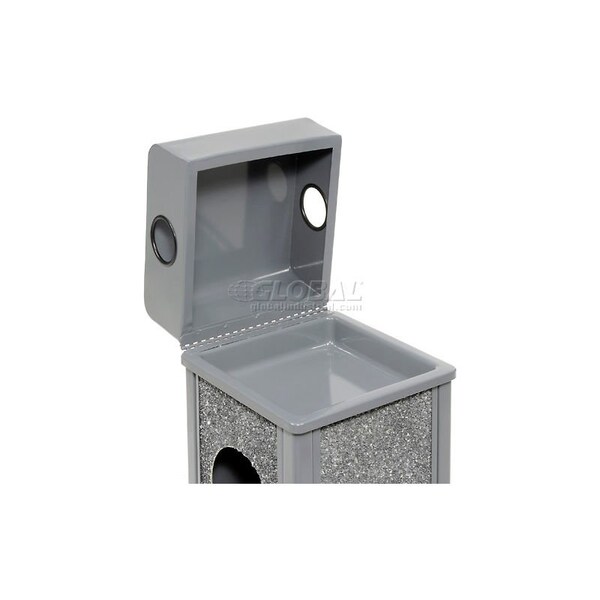 Global Industrial Square Ashtray/Trash Can, Gray, Steel - 238240GY