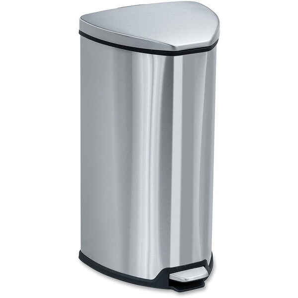 Safco 7 gal Hands-free Step-on Stainless Receptacle, Stainless Steel, Steel - SAF9686SS