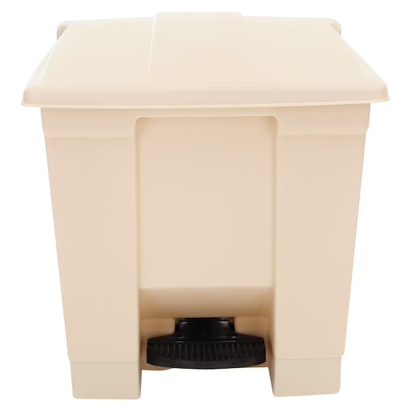 Rubbermaid Commercial 8 gal Square Trash Can, Beige, Top Door, Plastic - FG614300BEIG