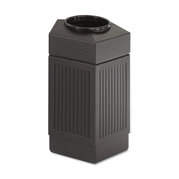 Safco 30 gal Pentagon Trash Can, Black, Top Hole, Polyethylene - 9485BL