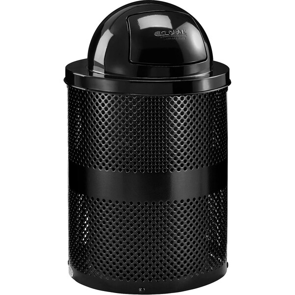 Global Industrial Outdoor Perforated Steel Trash Can With Dome Lid, 36 Gallon, Black - 261949BK