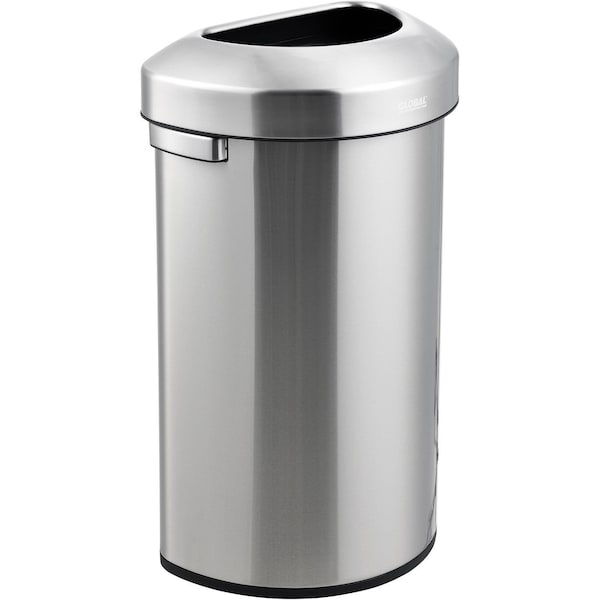 Global Industrial Half Round Metal Trash Can, Silver, Stainless Steel - 641425SS