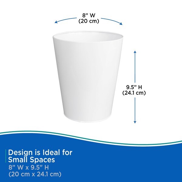 Kenney Mfg Round Waste Paper Basket, White, Metal - KN80020
