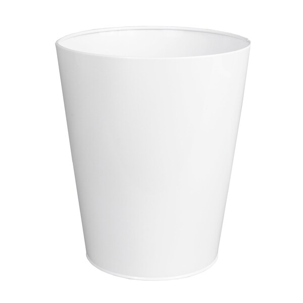 Kenney Mfg Round Waste Paper Basket, White, Metal - KN80020
