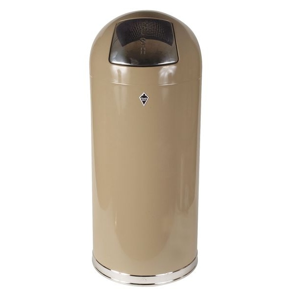 Zoro Select 15 gal Round Trash Can, Beige, 15 1/4 in Dia, Swing, Steel - 4PGF9