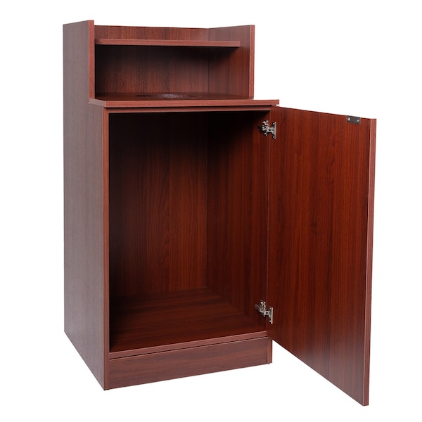 Alpine Industries Mahogany Waste Receptacle Enclosure with Drop Hole and Tray Shelf - ALP476-DH-MA