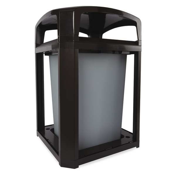 Rubbermaid Commercial 35 gal Square Trash Can, Black, 26 in Dia, Open Top, polycarbonate - FG397000BLA