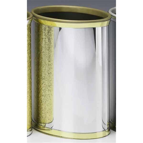 Tool Mylar Polished Chrome and Brass Waste Basket - TO6017