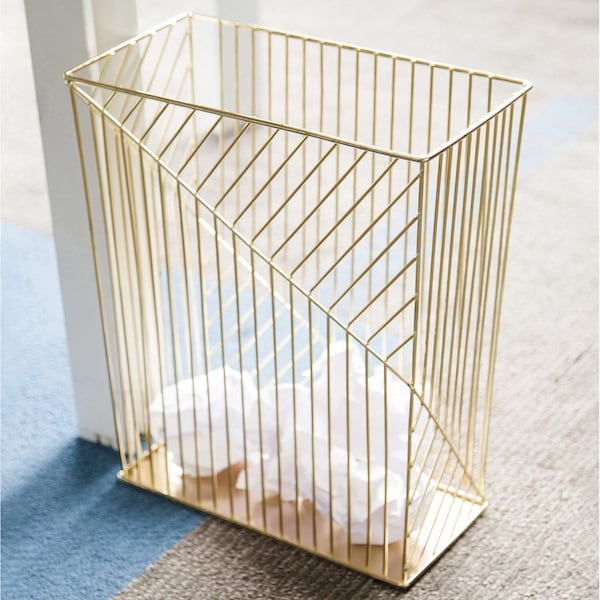 U Brands Vena Waste Basket, Gold, Metal - UBR3232U0206