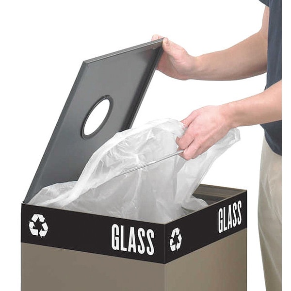 Safco 31 gal Square Trash Can, Brown, 15-1/4" Dia, Heavy Gauge Steel - 2982BR