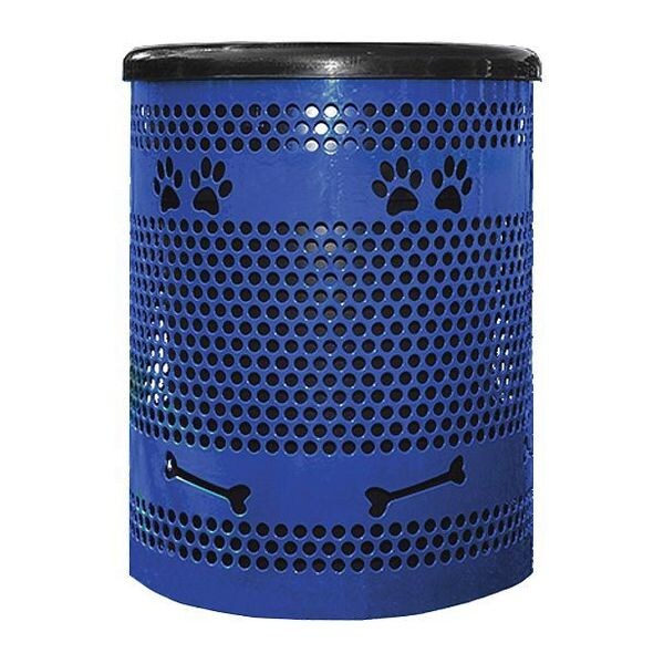 Bark Park Paws Commercial Trash Receptacle - TBARK-PR-32-GREEN