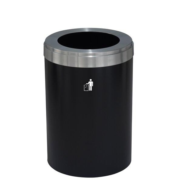 Glaro 41 gal Trash Can, Satin Black/Satin Aluminum - W-2042BK-SA-W1