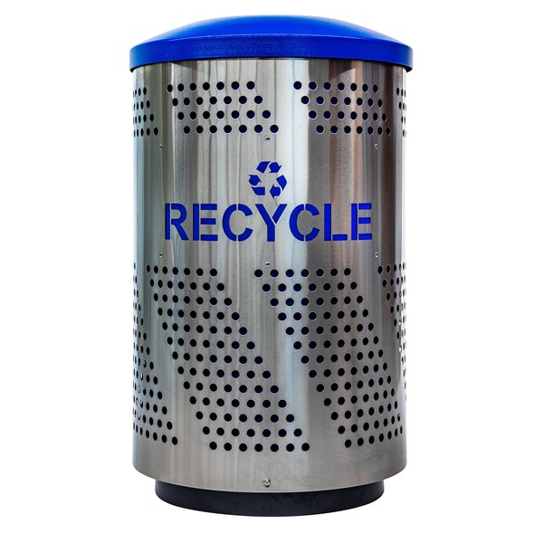 Ex-Cell Kaiser Arena-Perforated 51-Gal. Recycling Receptacle, Stainless Steel - ARENA-51 R SS/RBL