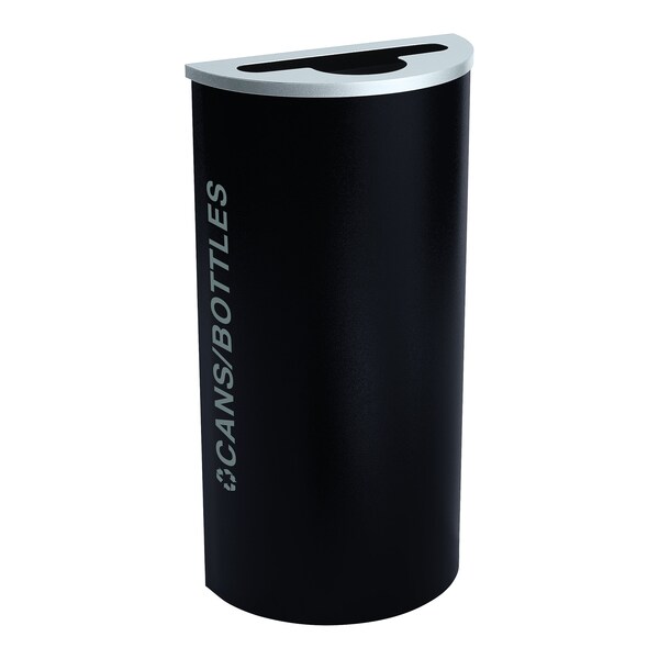 Ex-Cell Kaiser 8-Gal. Half-Round Cans/Bottles Receptacle - Steel, Pebble Black Gloss - RC-KDHR-C BT-PBG