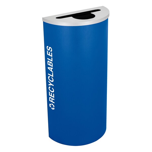 Ex-Cell Kaiser 8-Gal. Half-Round Receptacle - Recyclables decal, Blue - RC-KDHR-R RYX
