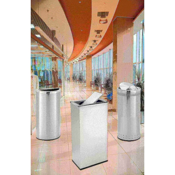 Commercial Zone Products Rectangular Waste Receptacl, SS, 13.5 gal., Silver, Stainless Steel - 780829