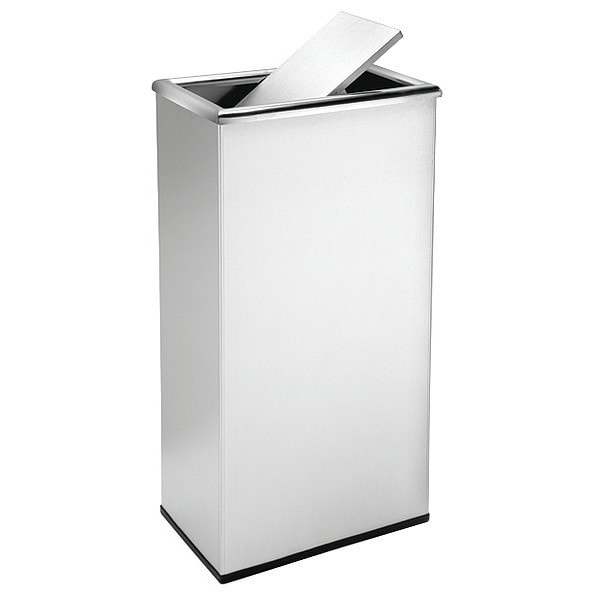 Commercial Zone Products Rectangular Waste Receptacl, SS, 13.5 gal., Silver, Stainless Steel - 780829