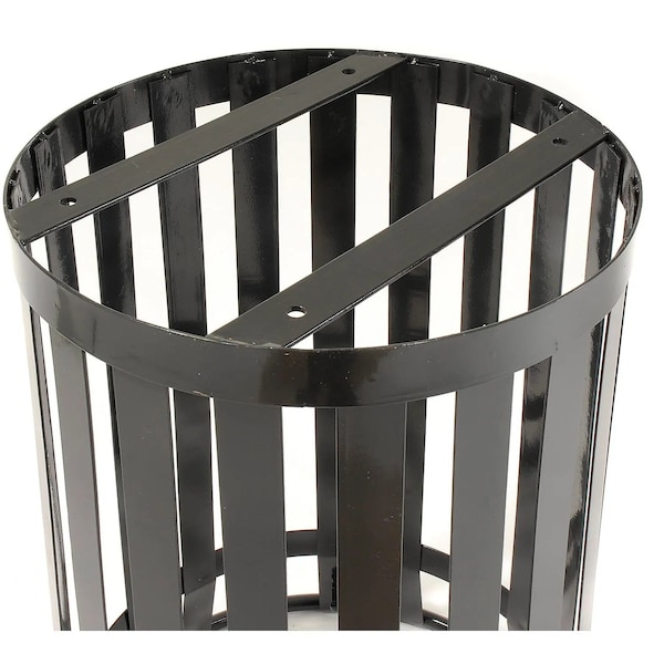 Global Industrial Round Slatted Trash Can, Black, Steel - 237726BK