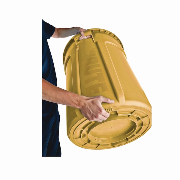 Rubbermaid Commercial 20 gal Round Waste Receptacles, Yellow, Open Top, Plastic - FG262000YEL