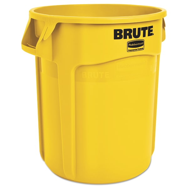 Rubbermaid Commercial 20 gal Round Waste Receptacles, Yellow, Open Top, Plastic - FG262000YEL