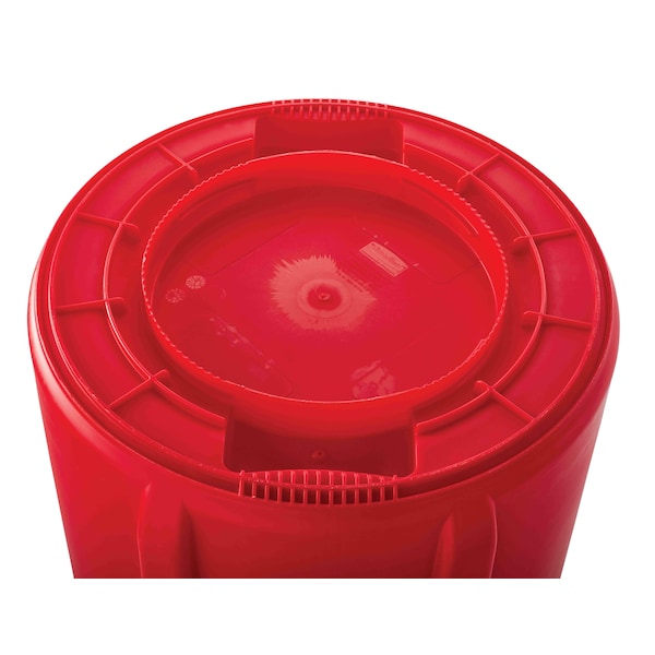 Rubbermaid Commercial 32 gal Round Cylinder Trash Can, Red, Open Top, Plastic - FG263294RED