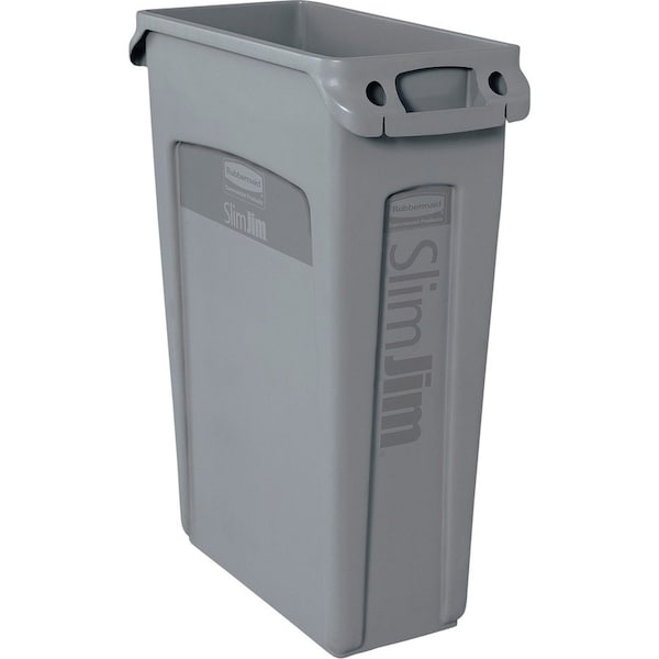 Rubbermaid Commercial 23 gal Rectangular Slim Jim 23-Gallon Vented Waste Container, Gray - RCP354060GY