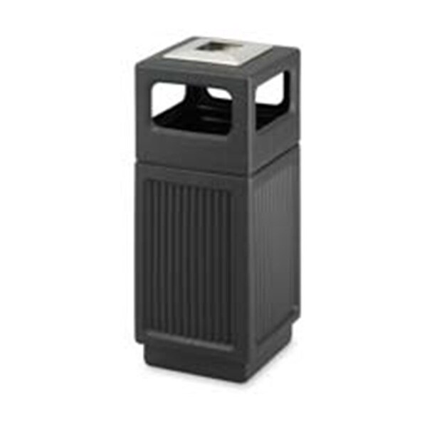Pinpoint Waste Recept- 9in. Ash Urn- 15 Gal- 13-.75in.x13-.75in.x32-.75in.- Black - PI2655535