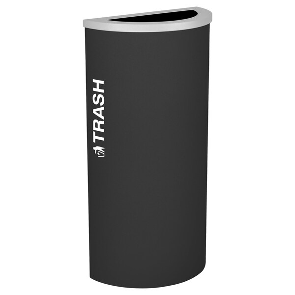Ex-Cell Kaiser 8-Gal. Half-Round Receptacle - Trash decal, Black - RC-KDHR-T BLX