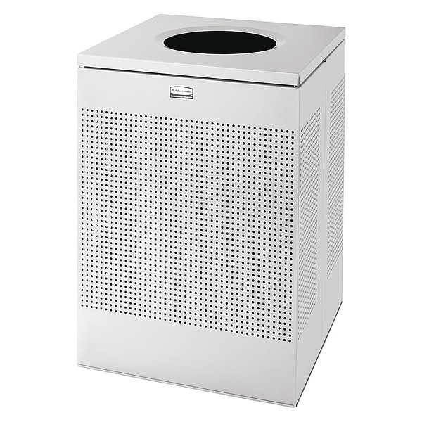 Rubbermaid Commercial 40 gal Square Trash Can, Silver Metallic, 21 1/2 in Dia, Open Top, Steel, Rigid Plastic - FGSC22EPLSM