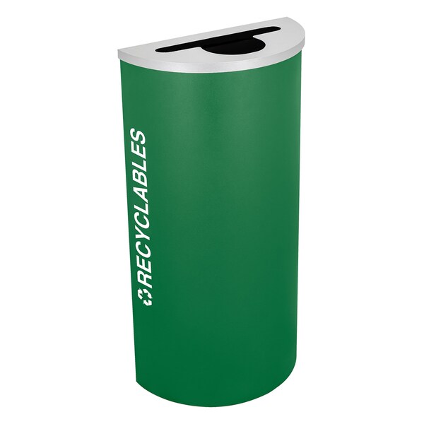 Ex-Cell Kaiser 8-Gal. Half-Round Receptacle - Recyclables decal, Green - RC-KDHR-R EGX