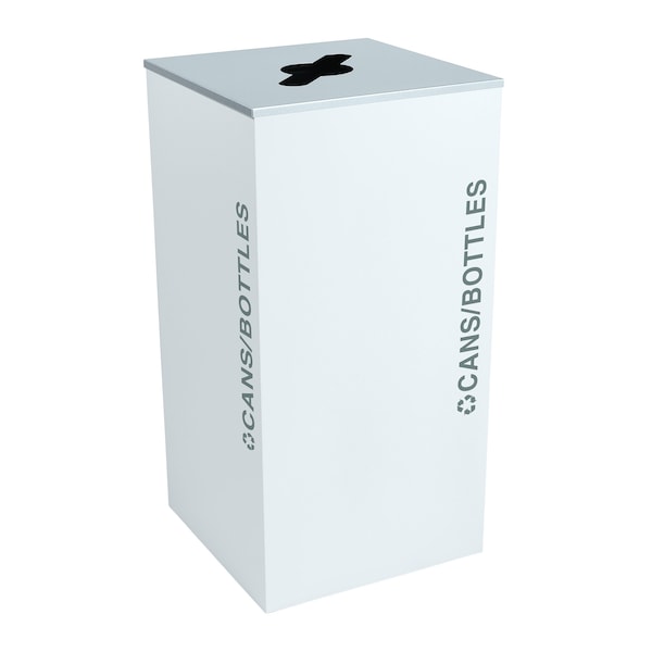 Ex-Cell Kaiser 36-Gal. Square Receptacle - Cans/Bottles Decal, White Gloss - RC-KD36-C BT-WHT