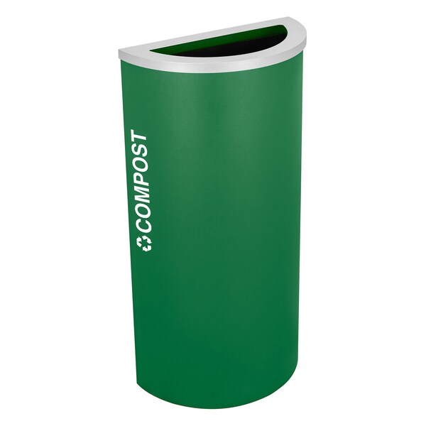 Ex-Cell Kaiser 8-Gal. Half-Round Receptacle - Compost decal, Green - RC-KDHR-CMPST EGX