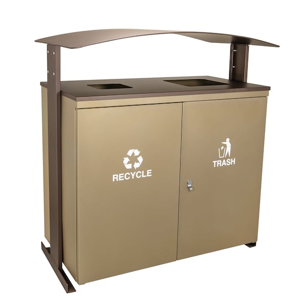Ex-Cell Kaiser 90-Gal. Outdoor Receptacle - Steel, Sandstone & Bronze Trim - RGU-3645 SAND/BRZX