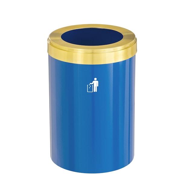 Glaro 33 gal Trash Can, Blue/Satin Brass - W-2032BL-BE-W1