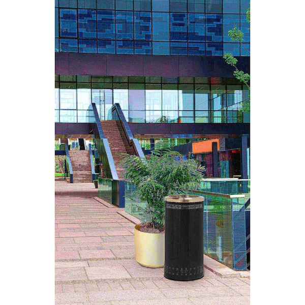 Commercial Zone Products Imprinted Open Top Waste Bin, Blk, 25 gal. - 781801