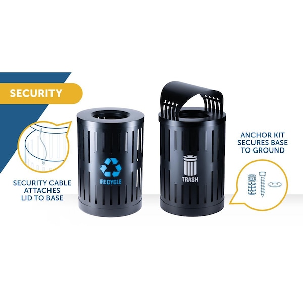 Commercial Zone Products 34 gal Trash Can, Black, Steel - 72860399