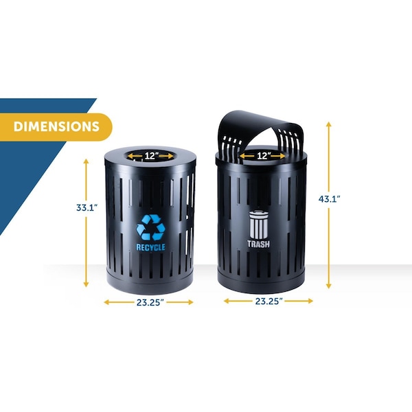 Commercial Zone Products 34 gal Trash Can, Black, Steel - 72860399
