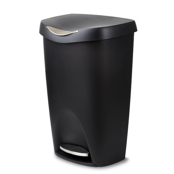 Vortex 13 gal Brim Large Kitchen Trash Can with Stainless Steel Foot Pedal - Black - VO2611101