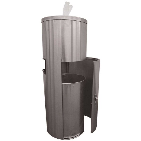 Renown 13.25in.W 35.5 n. Dia Stainless Steel Dispenser and Trash Receptacle for Facility and Gym Wipe Rolls - REN05168