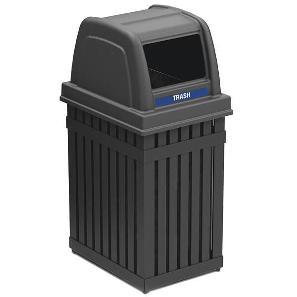 Commercial Zone Products Parkview 1 Trash Bin, 25 gal., Blk - 72740199