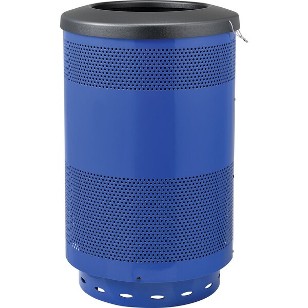 Global Industrial Round Perforated Trash Can, Blue, Steel - 641314BL
