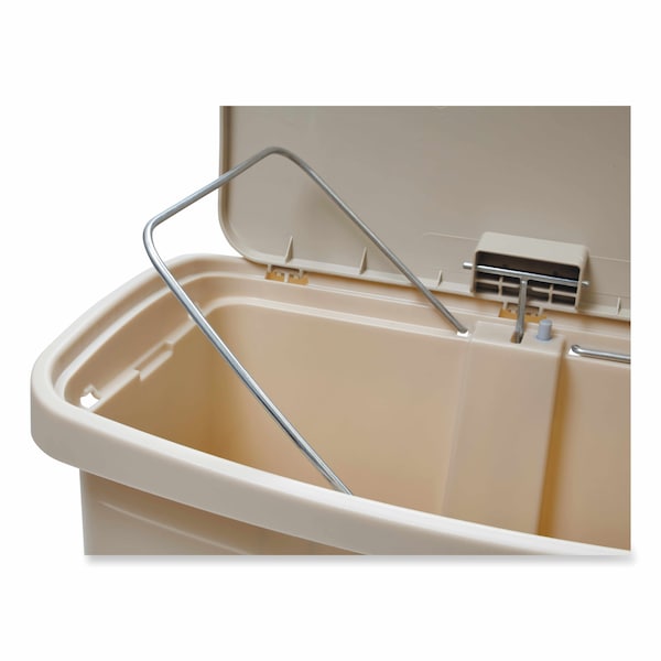 Rubbermaid Commercial 13 gal Rectangular Prism Trash Can, Beige, Top Door, Polyethylene - 1883458