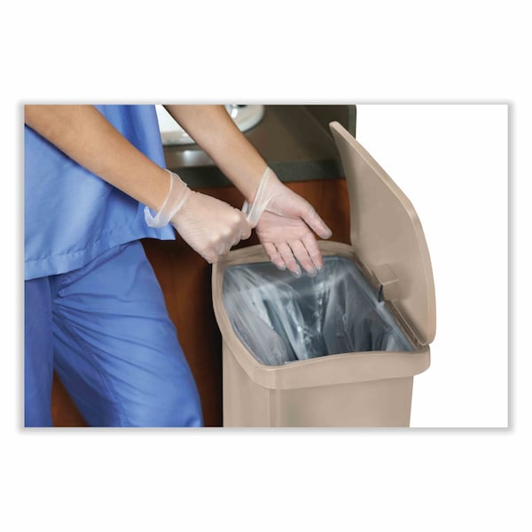 Rubbermaid Commercial 13 gal Rectangular Prism Trash Can, Beige, Top Door, Polyethylene - 1883458