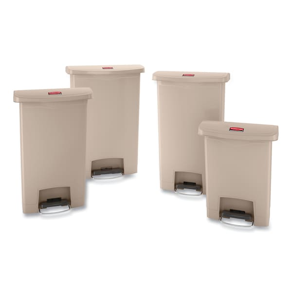 Rubbermaid Commercial 13 gal Rectangular Prism Trash Can, Beige, Top Door, Polyethylene - 1883458
