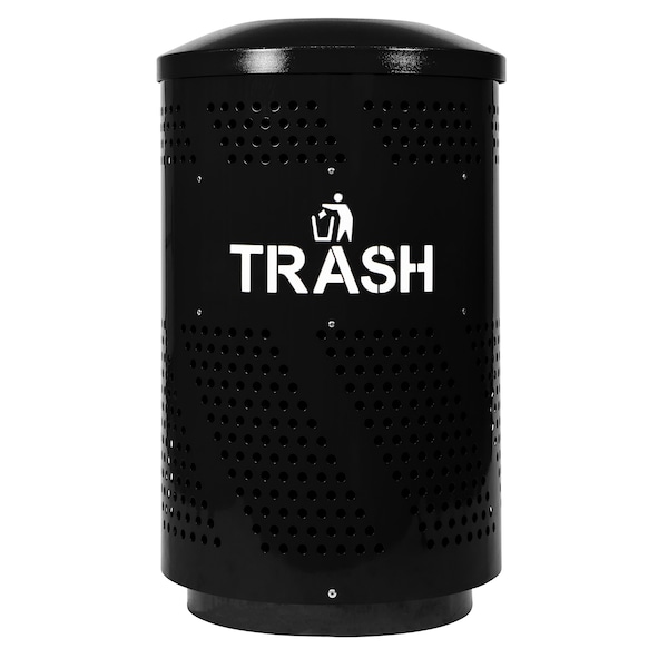 Ex-Cell Kaiser Arena-Perforated 51-Gal. Trash Receptacle, Black Gloss - ARENA-51 T BLK