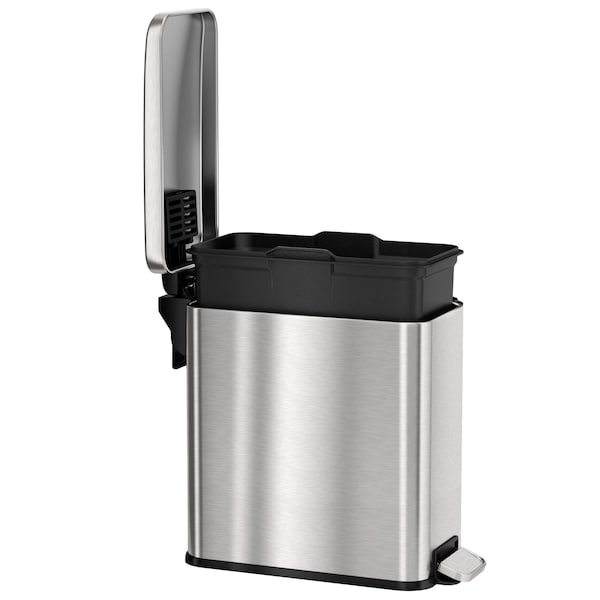 Hls Commercial 3 gal Fire Rated Trash Can, Silver, Stainless Steel and ABS Plastic - HLSS03RFR
