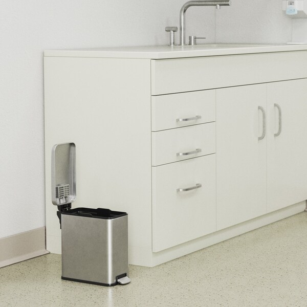 Hls Commercial 3 gal Fire Rated Trash Can, Silver, Stainless Steel and ABS Plastic - HLSS03RFR